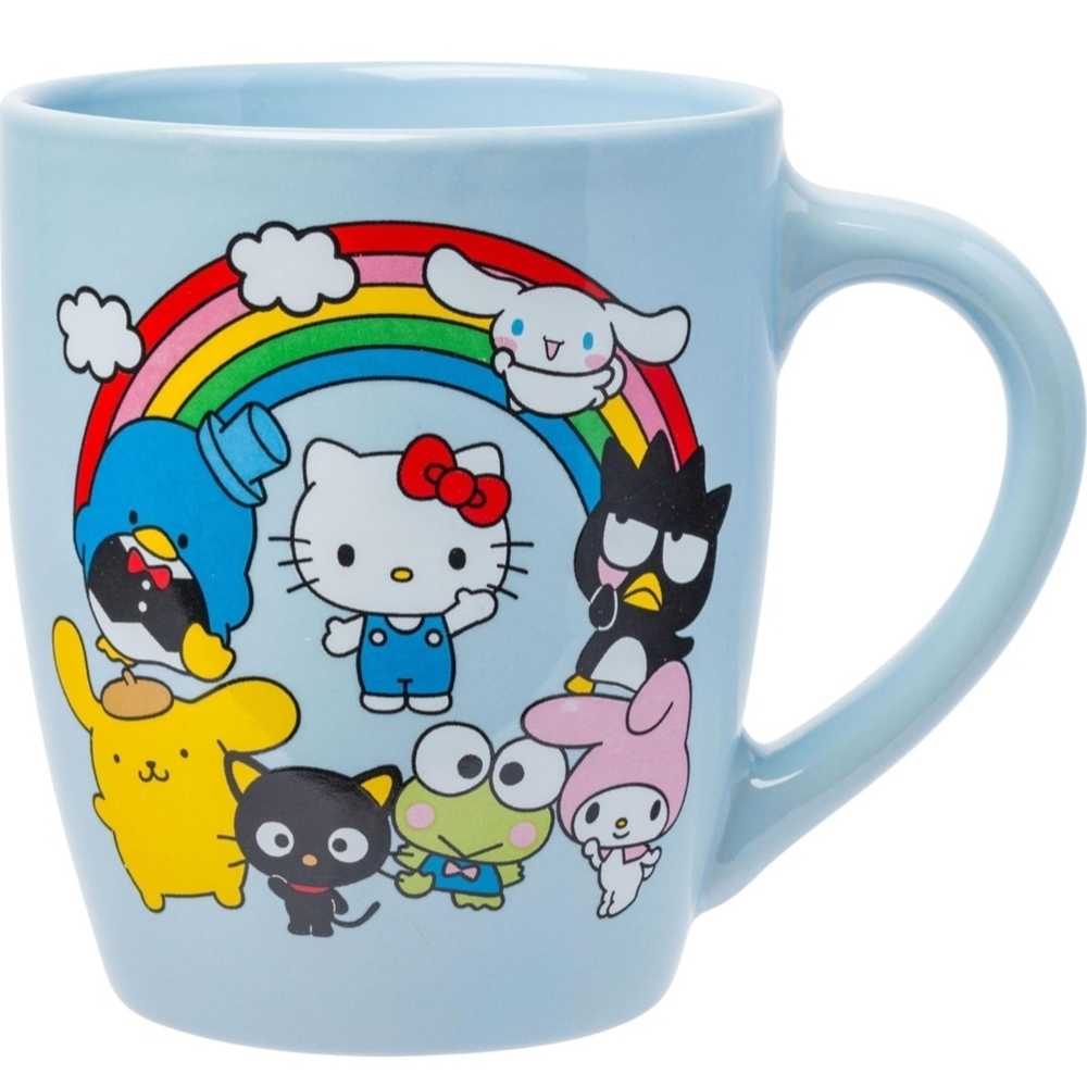 NEW! 25oz. Hello Kitty and Friends Blue Jumbo Mug with Rainbow by Silver Buffalo